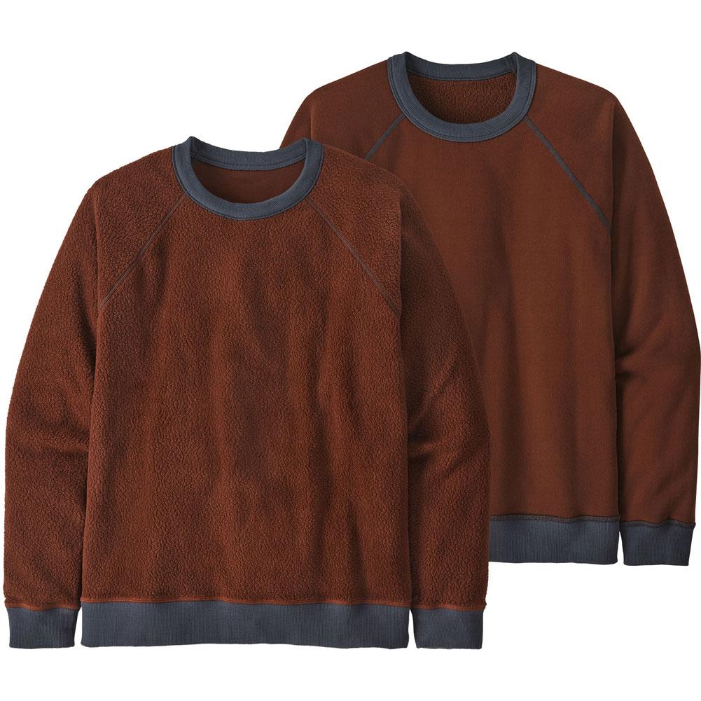 Flygo Men's Fleece-Lined Crewneck Sweatshirt – Sherpa Lined Pullover, Red, X-Large, For Cold Weather