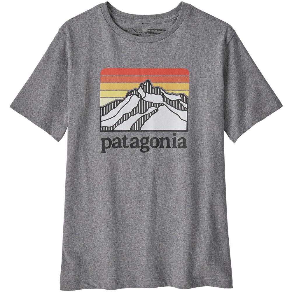 Patagonia Kids' Regenerative Organic Certified Cotton Graphic T-Shirt Line Logo Ridge: Gravel Heather / S