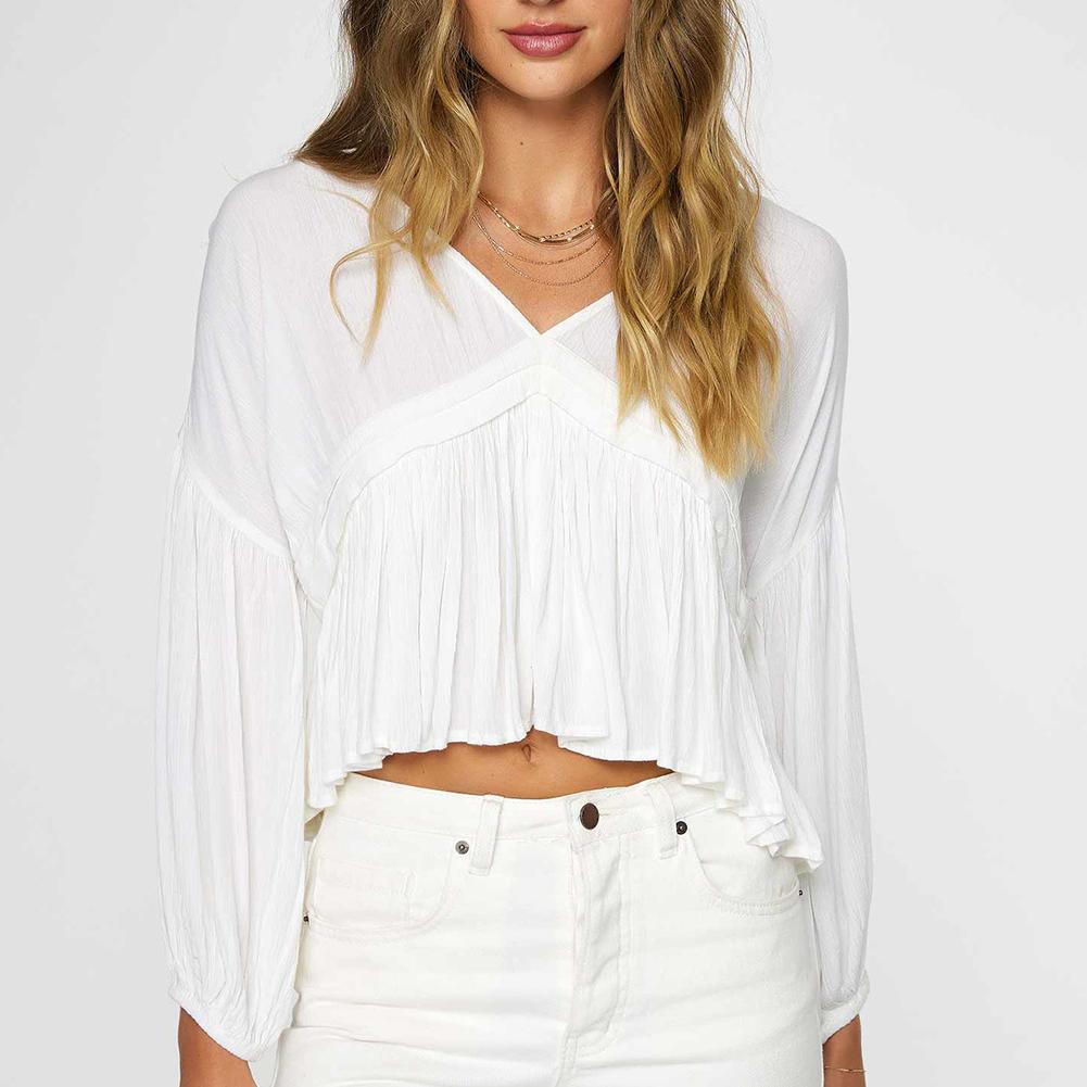 Oneill Mary Solid Long Sleeve Woven Top Women's