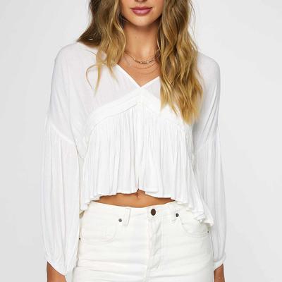 Oneill Mary Solid Long Sleeve Woven Top Women's