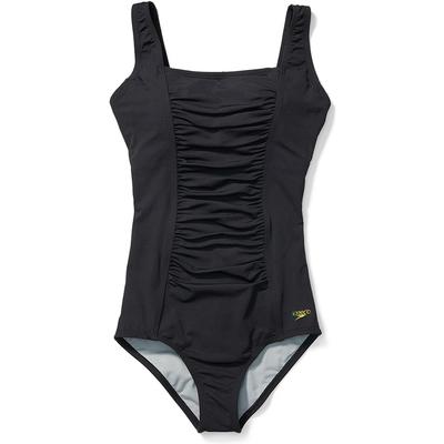 Speedo Solid Shirred Tank One Piece Swimsuit Women's