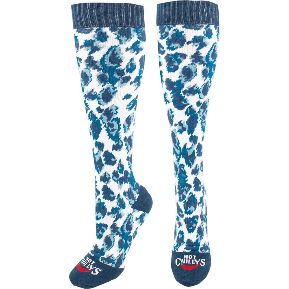  Hot Chillys Blue Painted Animal Mid Volume Socks Women's