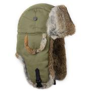 OLIVE CANVAS W/ BROWN RABBIT FUR
