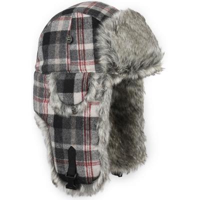 Mad Bomber Wool Plaid Faux Fur Trapper Hat
