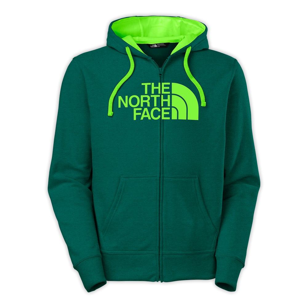 green north face zip up hoodie