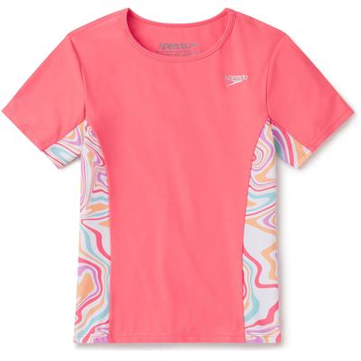 Speedo Short Sleeve Printed Splice Rashguard Girls'