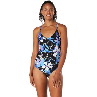 Speedo Print V Neck Thin Strap One Piece Women's