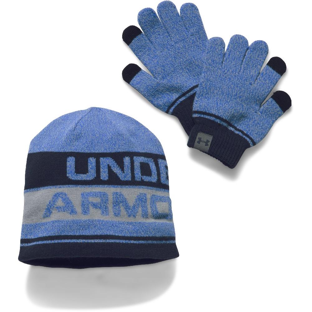 Boy's Youth Under Armour Coldgear Knit Beanie and Gloves Set One Size 
