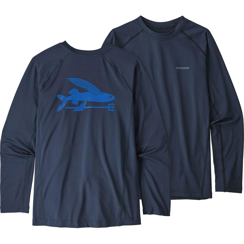 Patagonia Silkweight Long-Sleeve Rashguard - Kids' Flying Fish/New Navy, L