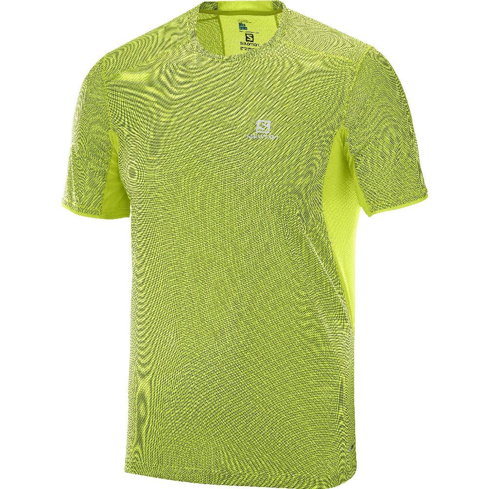 Grey Salomon Trail Runner Short Sleeve Mens Running Top 