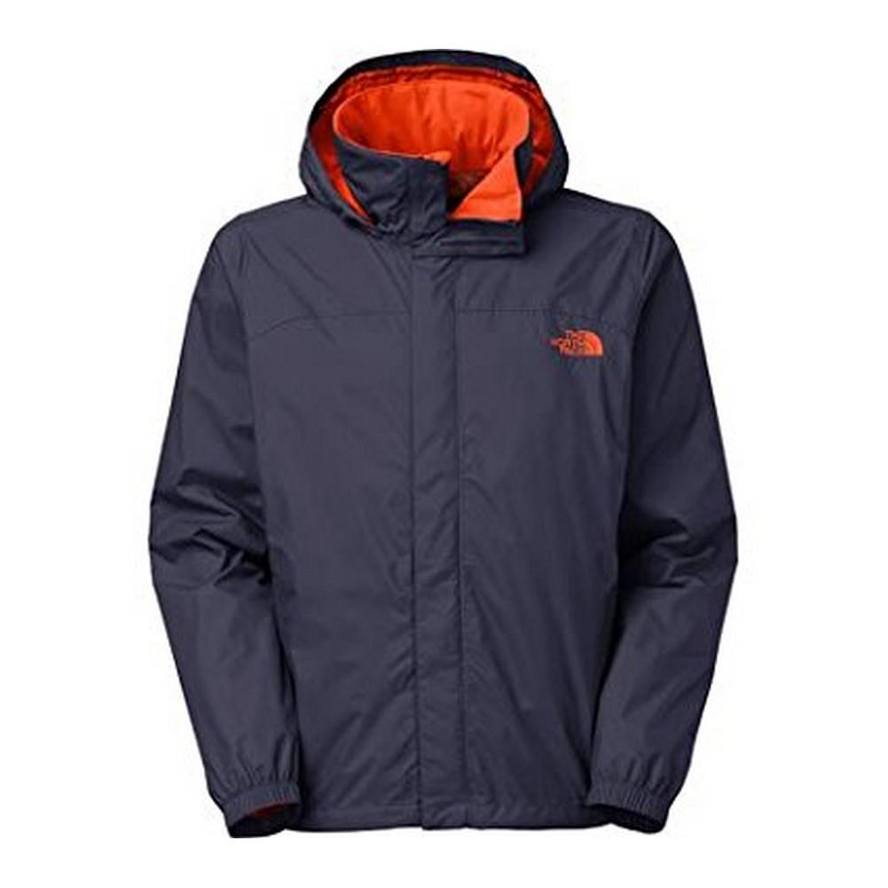 grey and orange north face jacket