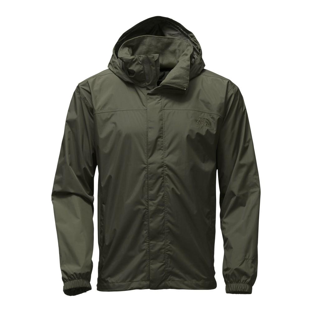 green and grey north face jacket