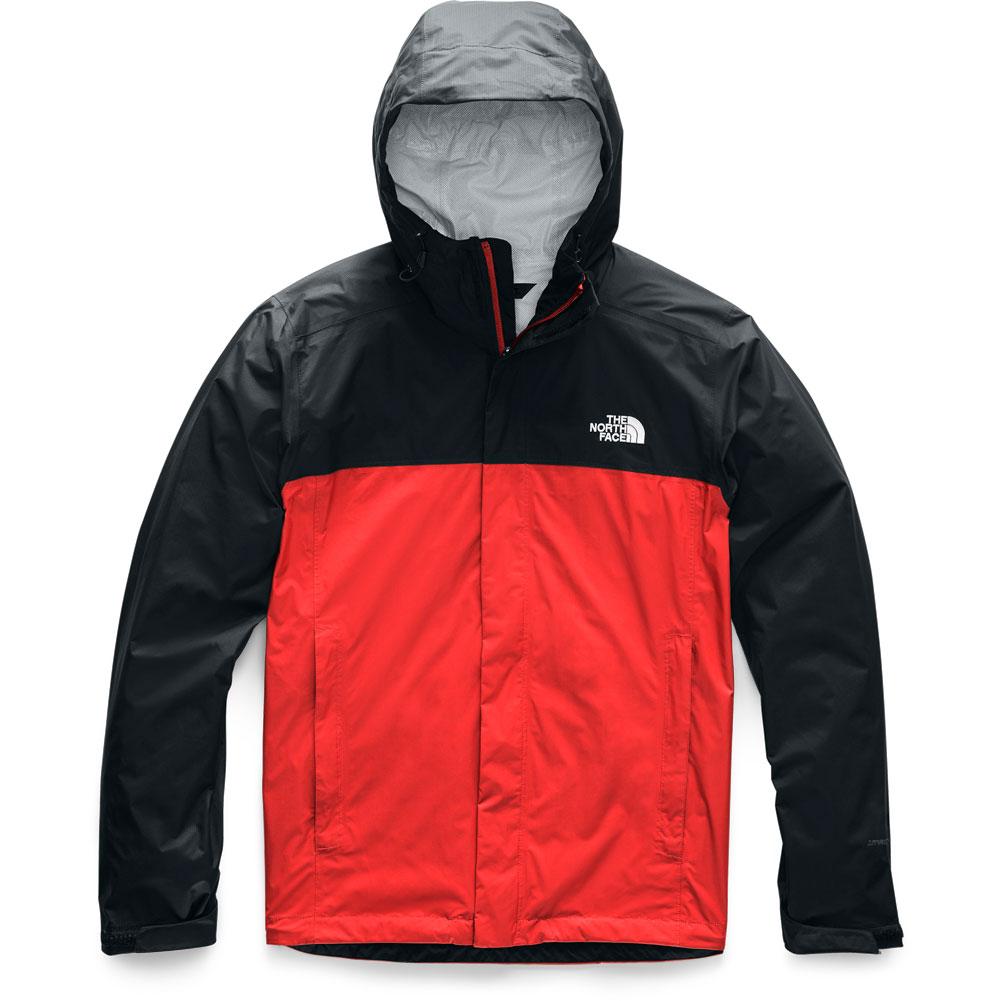 north face red and black coat