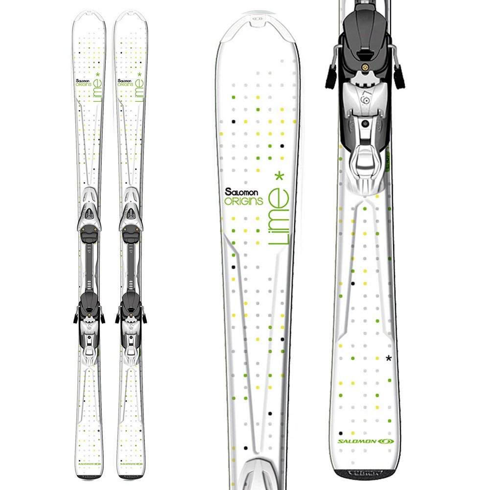 cache Lappe ring Salomon Origins Lime Skis with L9 Bindings Women's