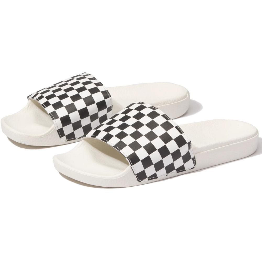 vans slides black and white