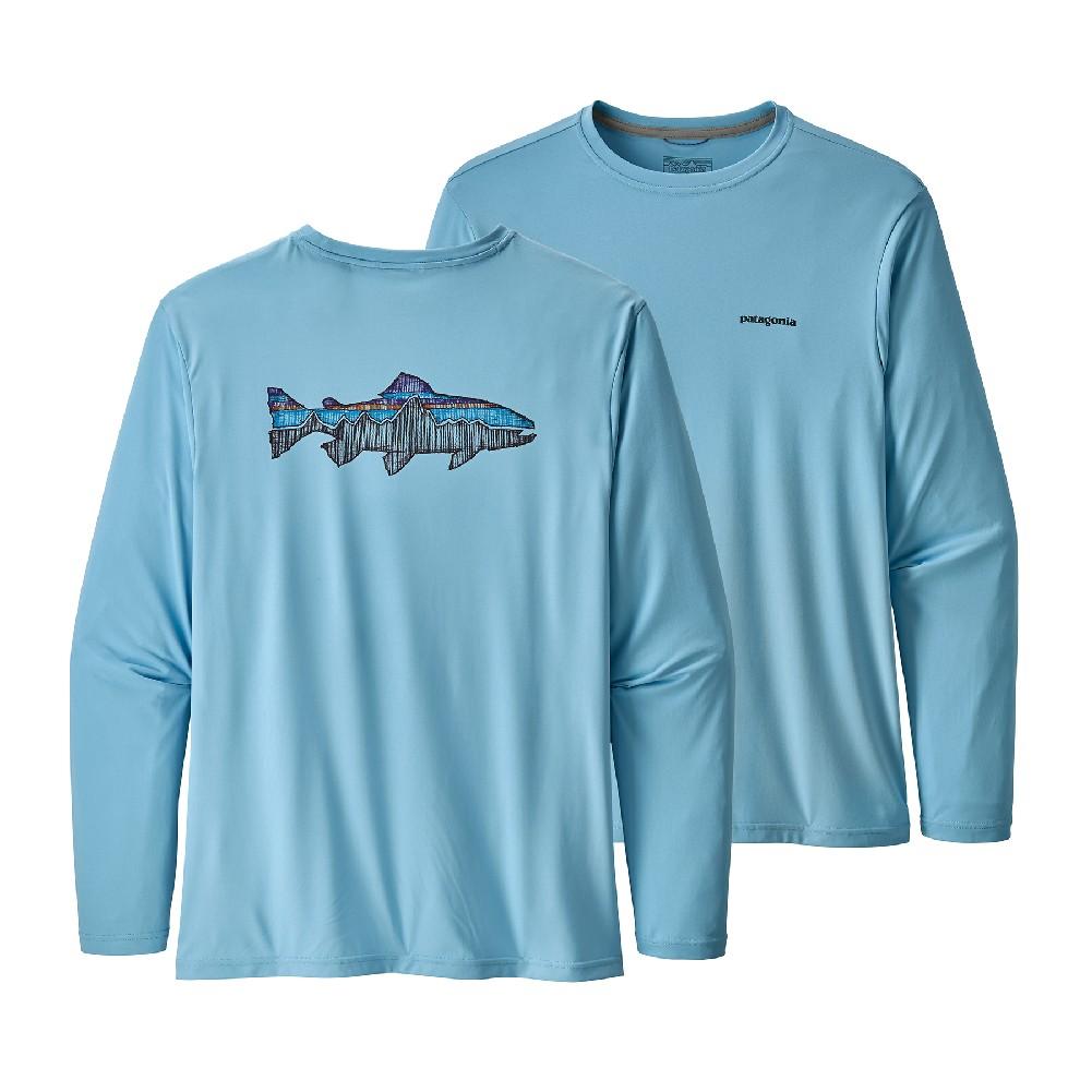 Patagonia Men's Long-Sleeved Capilene Cool Daily Fish Graphic Shirt - Fitz Roy Trout: Salt Grey / XXL
