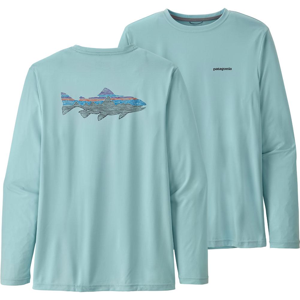 Patagonia Men's Long-Sleeved Capilene Cool Daily Fish Graphic Shirt - Fitz Roy Trout: Salt Grey / XXL