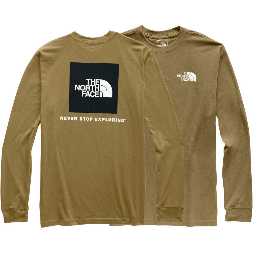 the north face men's red box long sleeve shirt