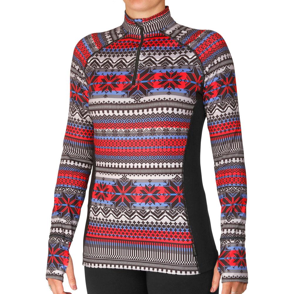 Hot Chillys Micro Elite Chamois Print Zip- T Baselayer Top Women's