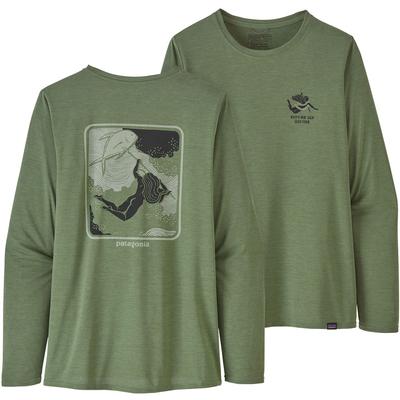 Patagonia Capilene Cool Daily Graphic Long-Sleeve Shirt - Women's Defend Our Oceans/Sedge Green X-Dye, XS