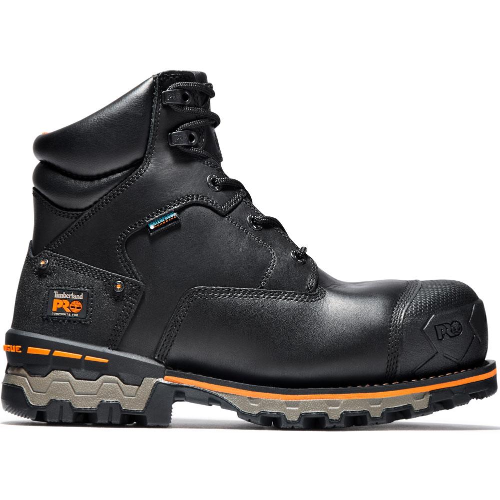 timberland black leather waterproof work boots