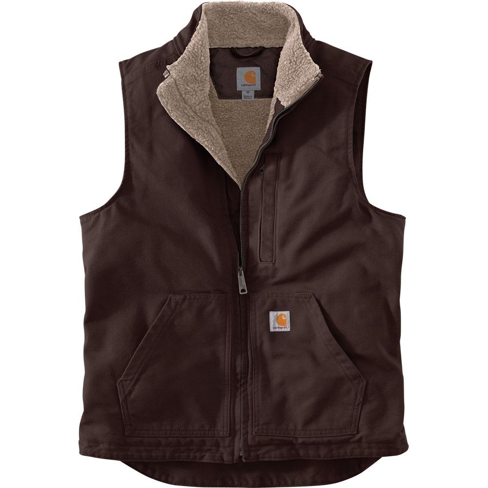 carhartt men's washed duck sherpa lined mock neck vest stores