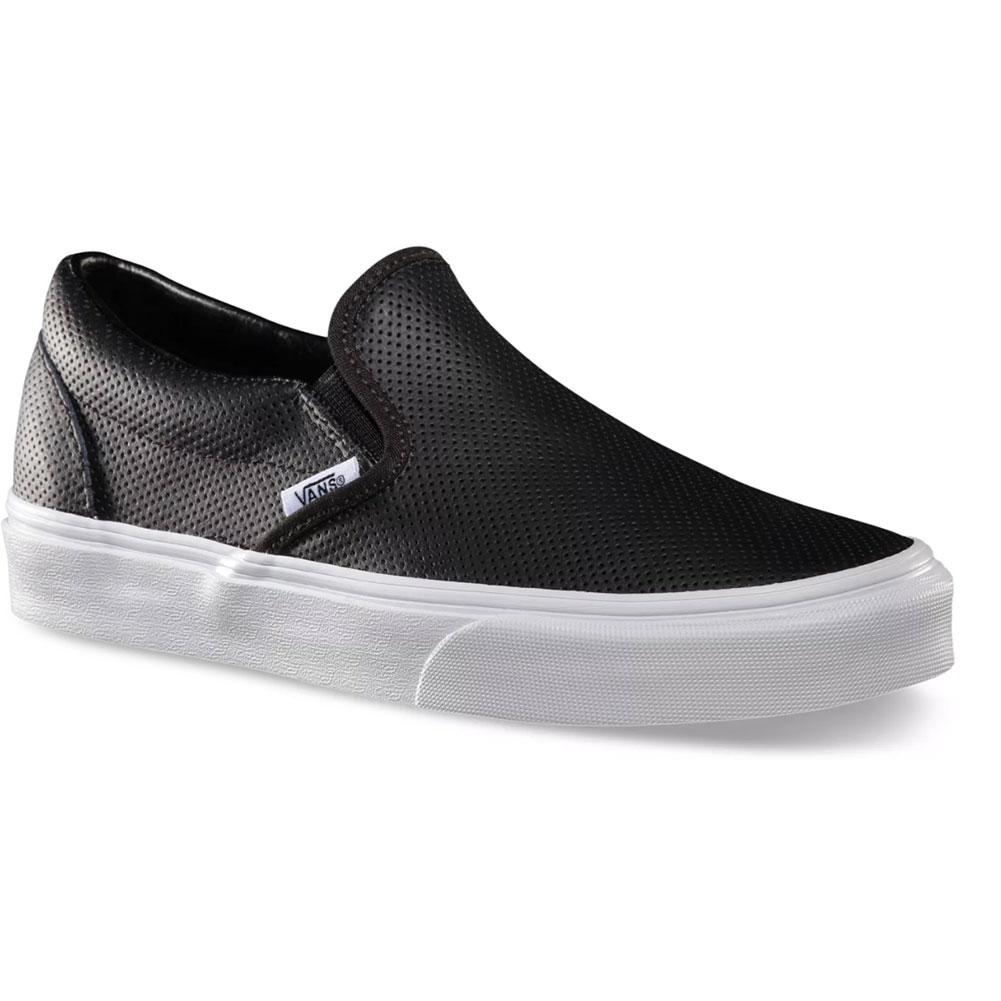 vans classic slip on shoes black perforated leather