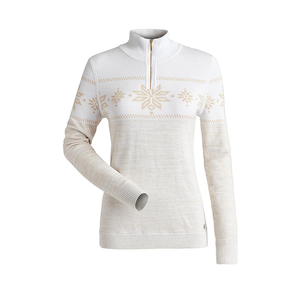 Nils Snowflake 1/4 Zip Metallic Double Knit Sweater Women's