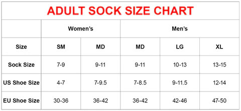 Hot Chilly's Adult Socks Size Chart