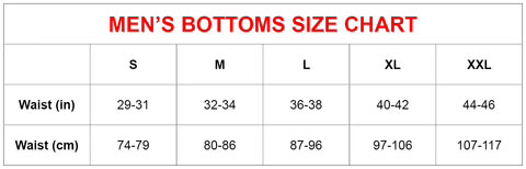 Hot Chilly's Men's Bottoms Size Chart