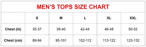 Hot Chilly's Men's Tops Size Chart