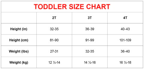 Hot Chilly's Toddlers' Size Chart